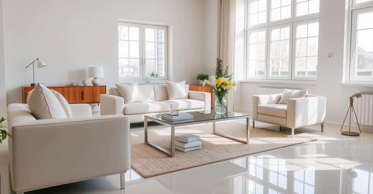 Lyst og ryddig stue klar for visning med visningsvask tips for førsteinntrykk i Oslo hjemme